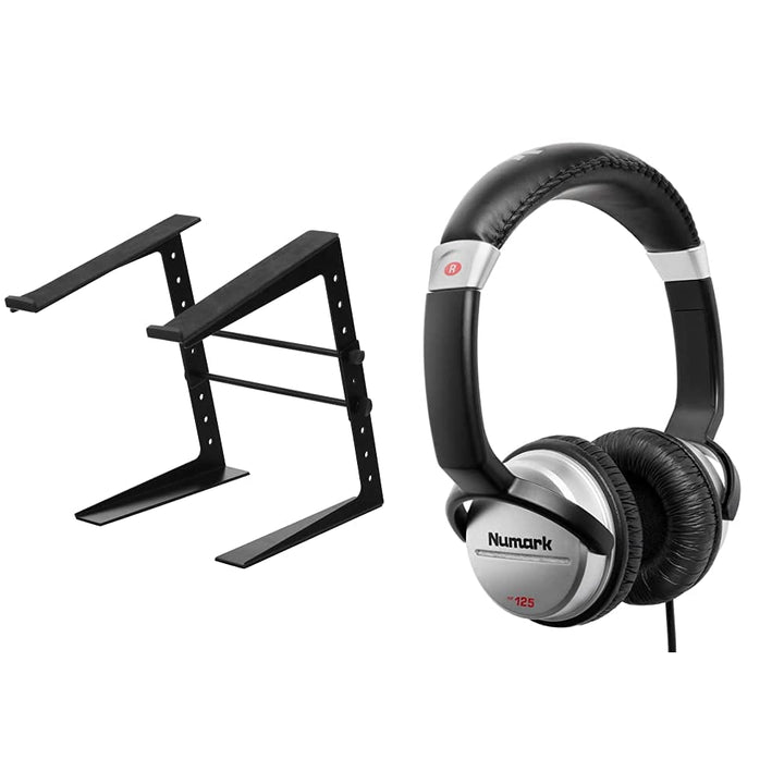 Pronomic LS-100 Laptopständer DJ Notebookstativ Laptop Stand (Höhenverstellbar) Schwarz &amp; Numark HF1