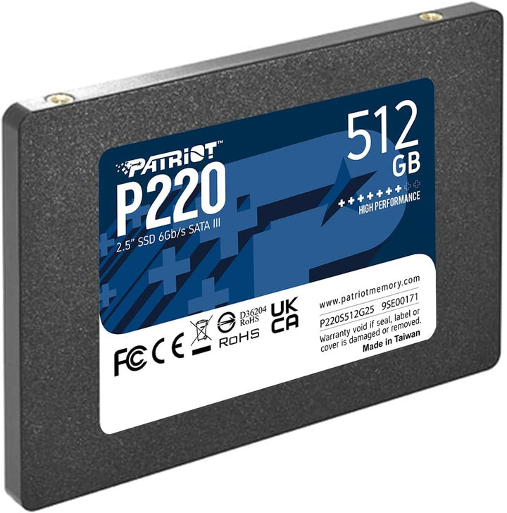 Patriot Memory P220 Internes Solid State Drive 512GB SSD SATA 3 2,5 Zoll, 512GB