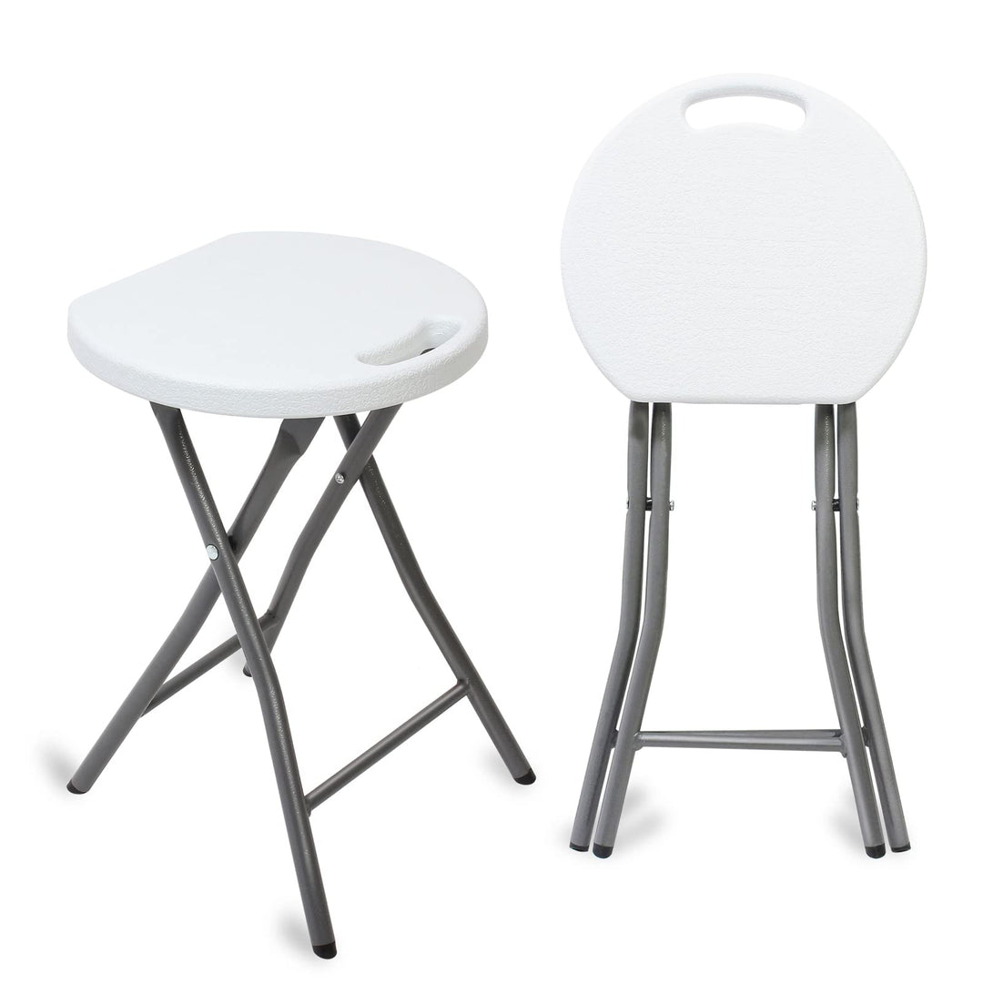 Todeco Klapphocker 2er-Set mit Handle, Plastik, Metall,Tragbarer Essstuhl klappbar, Outdoor Klapphoc