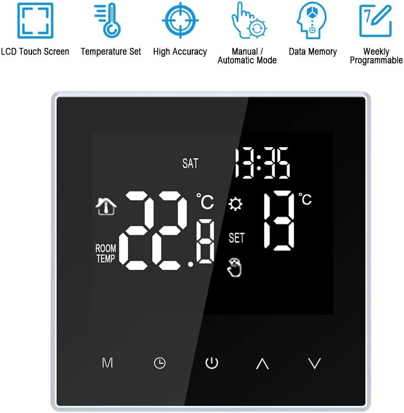 Irishom Smart Thermostat Digitaler Raumthermostat Fussbodenheizung Programmierbar 16A LCD Touchscree