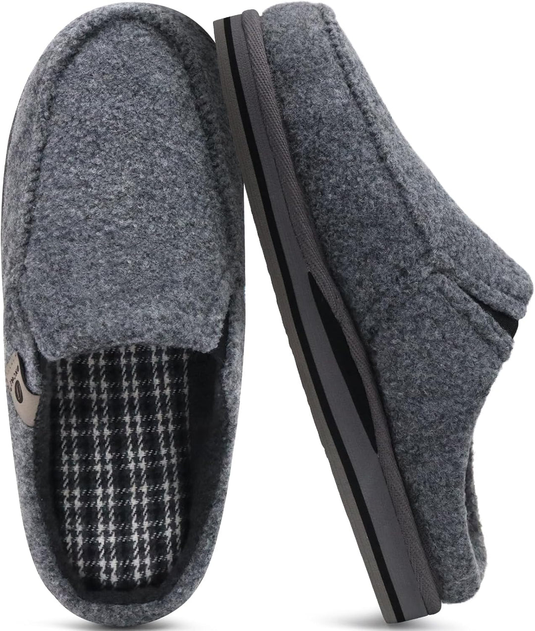 ONCAI Hausschuhe Herren Komfort Pantoffeln Plüsch Streifen Hüttenschuhe Wärme Cord Flauschig Slipper