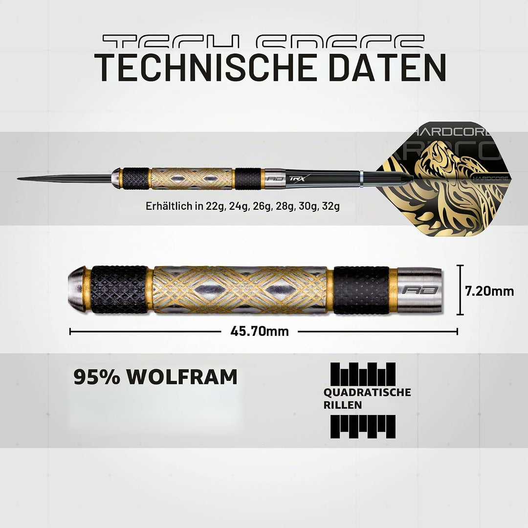 RED DRAGON Golden Eye Dartpfeile 22g, 24g, 26g, 28g, 30g oder 32g Profi Dartpfeile mit Flights und S