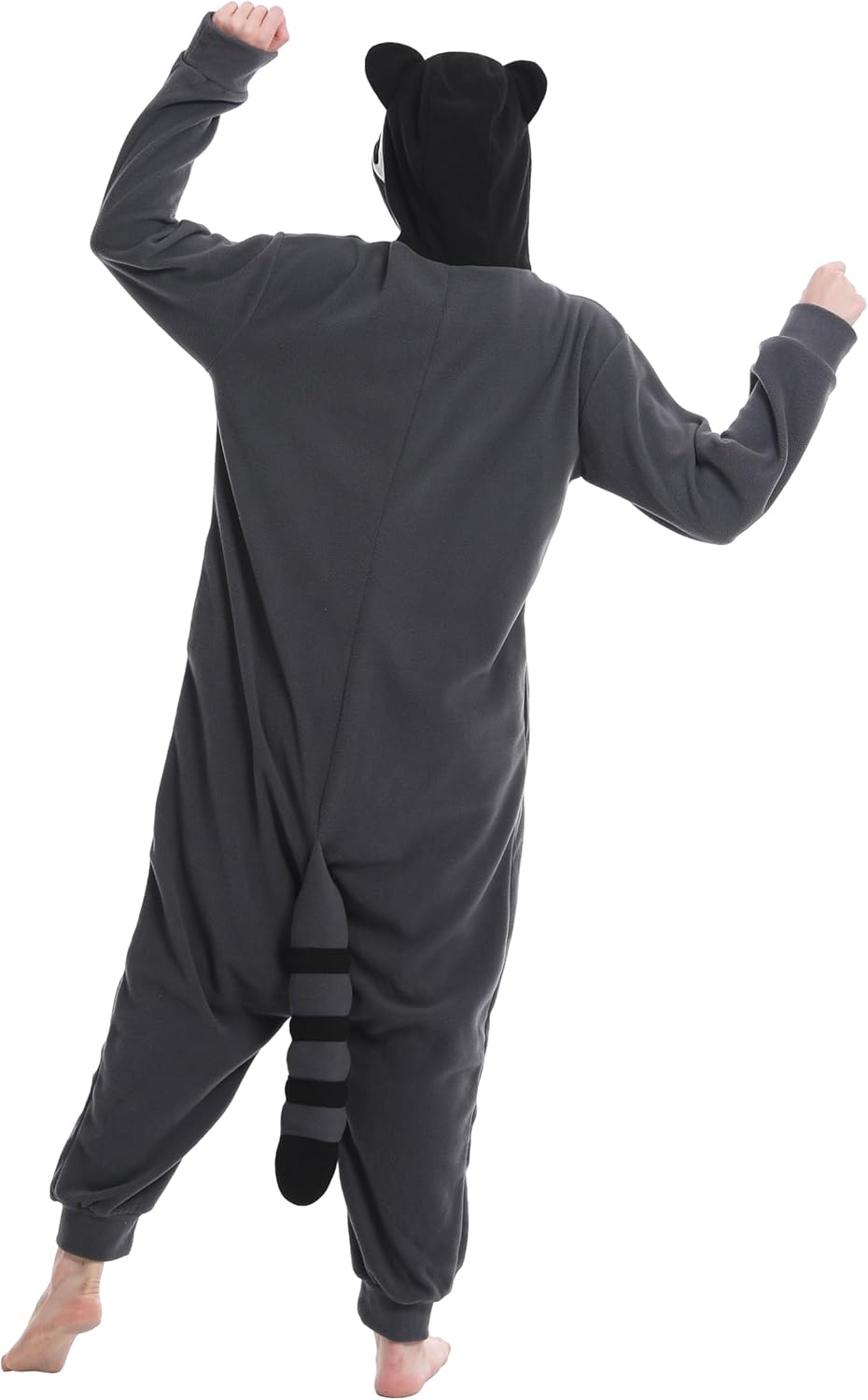 dressfan Unisex Waschbär Kostüm Tier Raccoon Onesie Pyjama Schlafanzug Jumpsuits Halloween Karneval