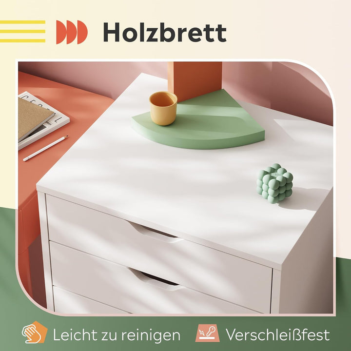 DEVAISE Rollcontainer mit 5 Schubladen, Mobiler Aktenschrank mit Rollen, Schreibtisch Unterschrank f