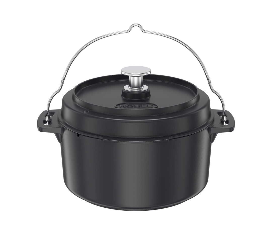 RÖSLE VARIO Dutch Oven, Hochwertiger Dutch Oven aus emailliertem Gusseisen, Deckel als Pfanne einset