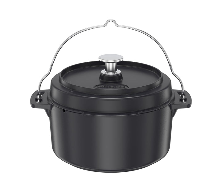 RÖSLE VARIO Dutch Oven, Hochwertiger Dutch Oven aus emailliertem Gusseisen, Deckel als Pfanne einset