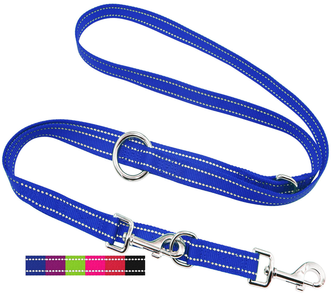 DEY - Premium Hundeleine Nylon 2m | Reflektierend | 3fach Verstellbar | für Kleine, Mittelgrosse u.