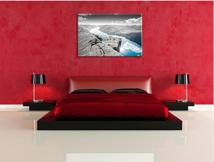 Pixxprint Küste in Norwegen als Leinwandbild/Grösse: 100x70 / Wandbild/Kunstdruck/fertig bespannt, 1