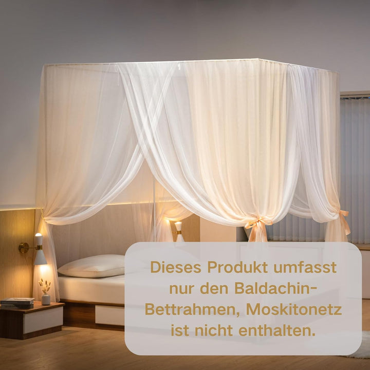 Beyeutao Betthimmel Rahmen 200x200cm Weiss Mückenetz Rahmen Moskitonetz Baldachin Rahmen Bed Canopy
