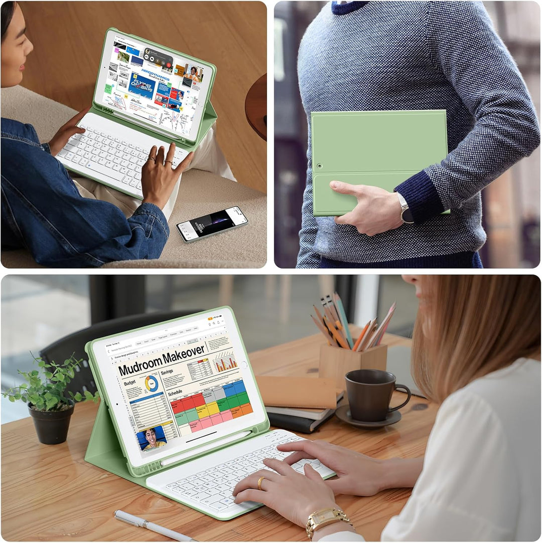 Tastatur Hülle für iPad 10.2 Zoll (9./8./7. Generation - 2021/2020/2019), Soft TPU Rückseite Gehäuse