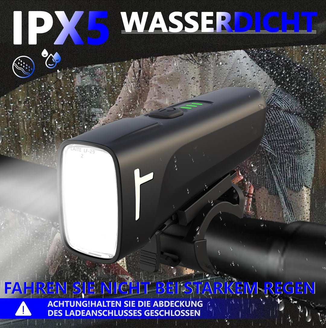 Fahrradlicht Set,StVZO Zertifizierte Fahrradbeleuchtung,USB Typ C Aufladung Fahrrad Lichter Led Set,