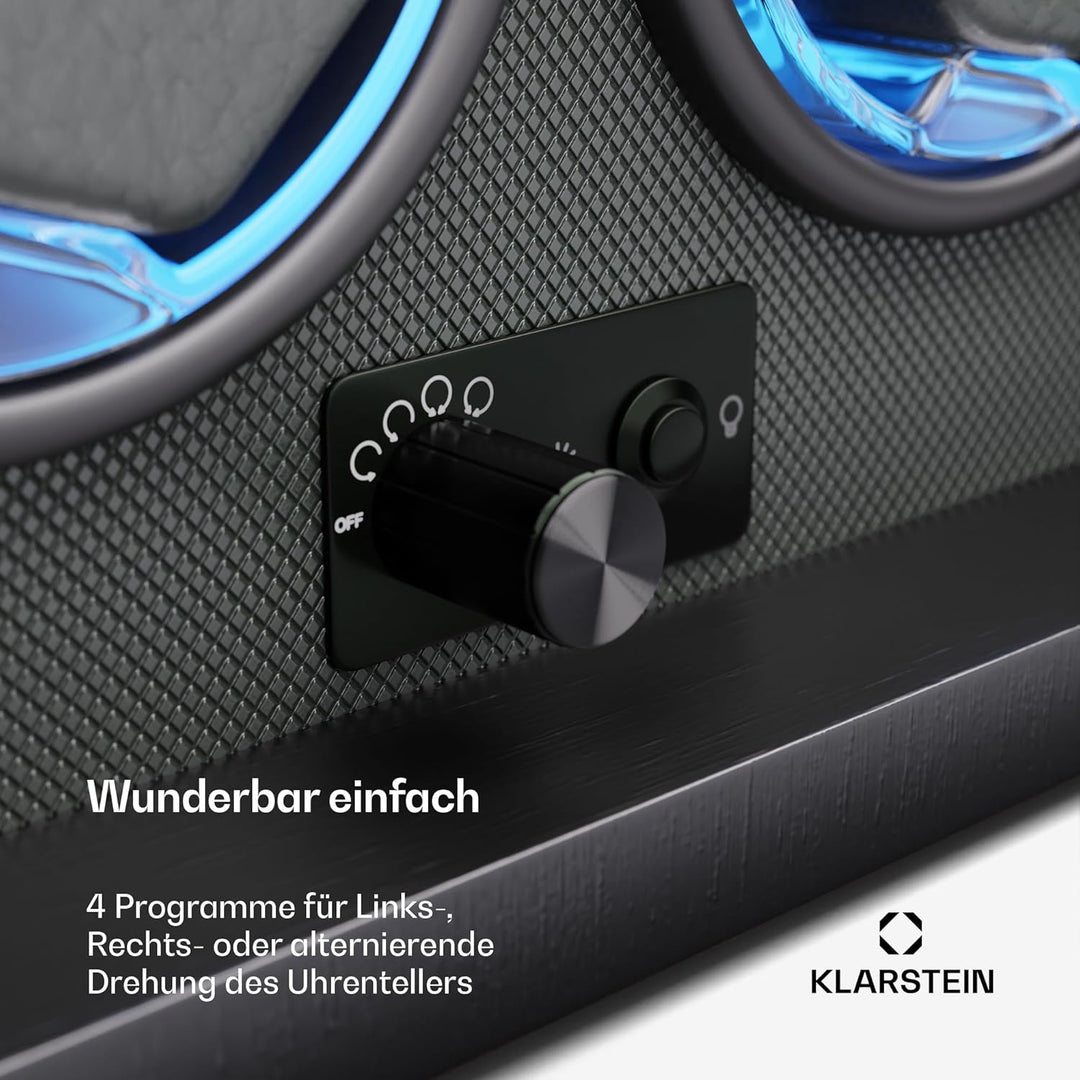 Klarstein Uhrenbeweger für Automatikuhren, Automatik-Uhrenbeweger für 4 Uhren mit Acryl-Tür, Automat