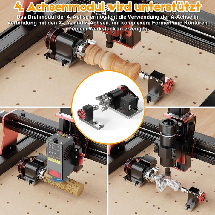 Twotrees TTC450 PRO CNC-Fräsmaschine, 4 Achsen, für Holz und Acryl, 90% montiert, leistungsstarker M