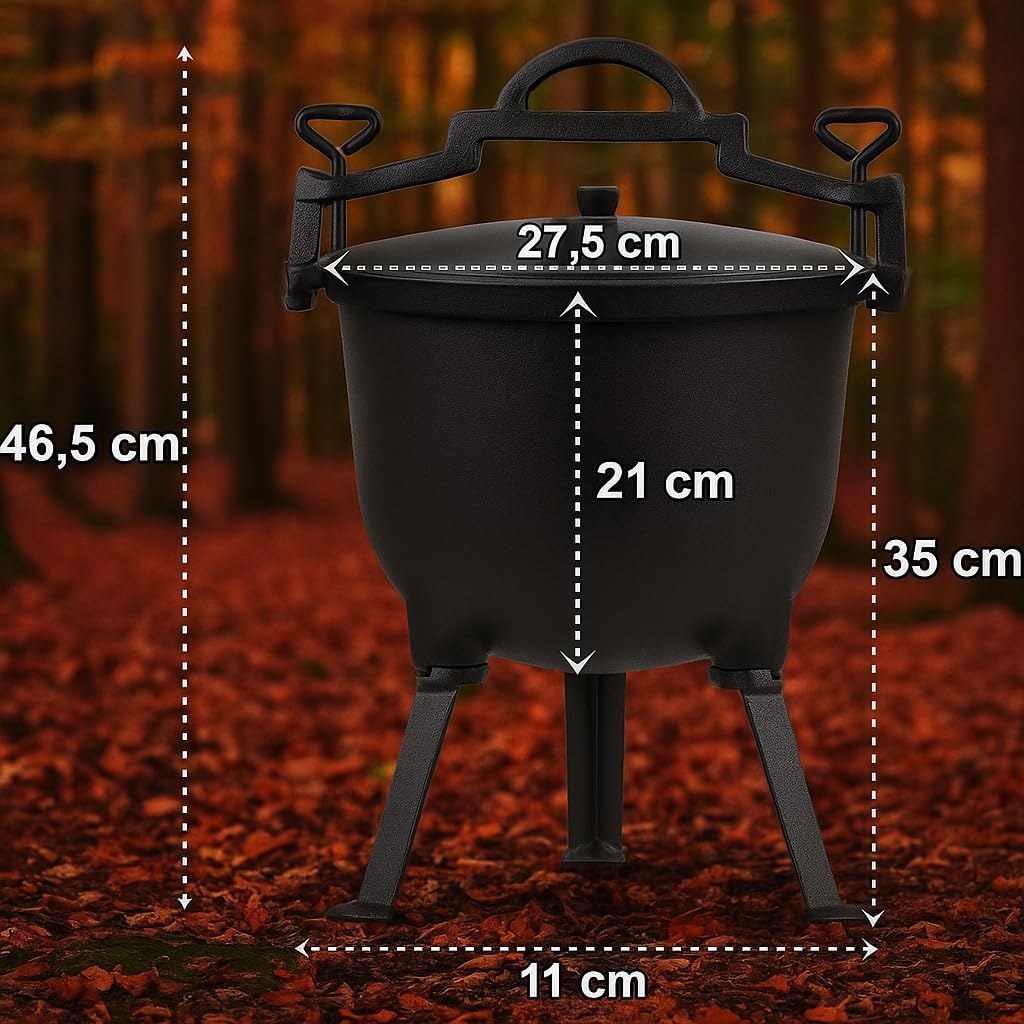 Valle Verde Kessel, Feuertopf, Gulaschkessel, Schmortopf, Jagdkessel, Dutch Oven - Auf 3 Füssen, Mit