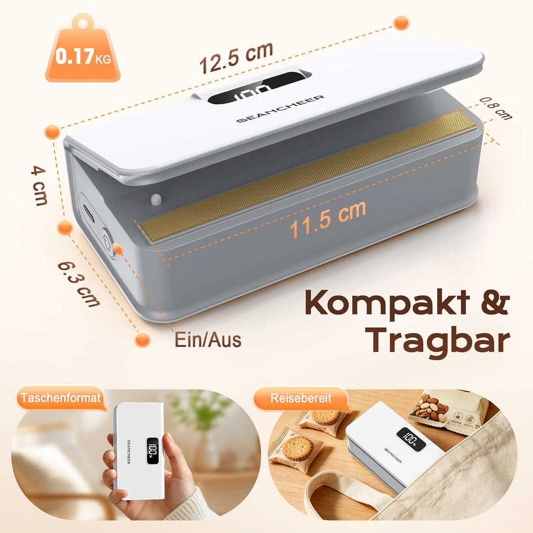 SEANCHEER Wiederaufladbares Mini Folienschweissgerät mit Magnet &amp; Schneider | Tragbares Beutelversch