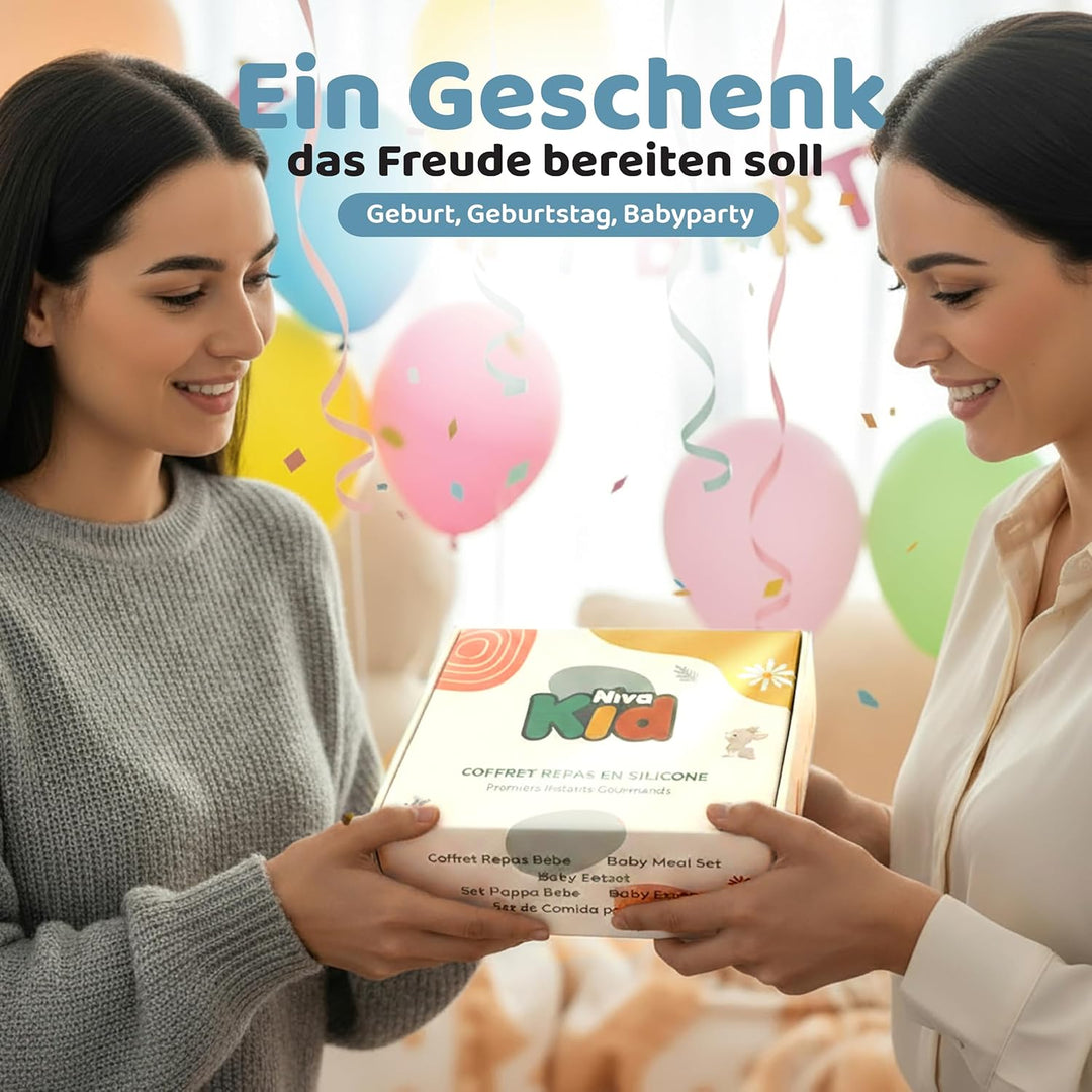 Baby Silikon Geschirr Set, Kindergeschirr Set mit BabyTeller mit Saugnapf, Geschirrset Baby für Beik