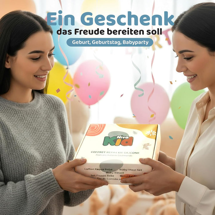 Baby Silikon Geschirr Set, Kindergeschirr Set mit BabyTeller mit Saugnapf, Geschirrset Baby für Beik