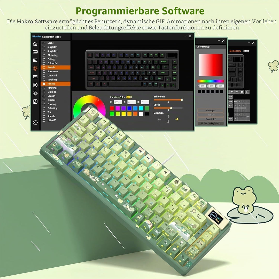 SK80 Mechanische Tastatur 75%, Gaming Tastatur kompakte USB C, Hot-Swap-Tastatur Kanagawa Thema, Dic