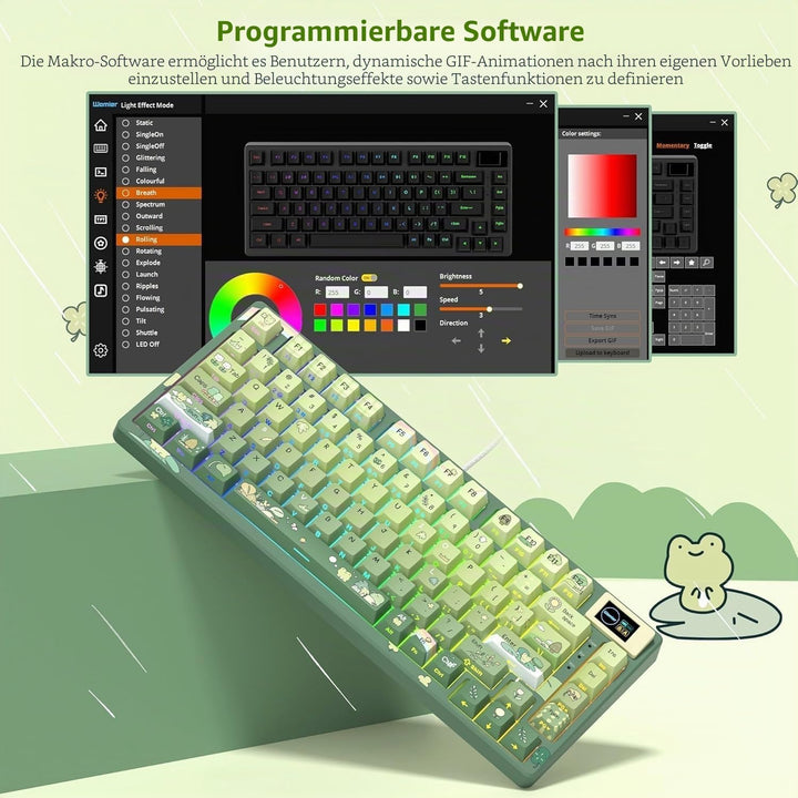 SK80 Mechanische Tastatur 75%, Gaming Tastatur kompakte USB C, Hot-Swap-Tastatur Kanagawa Thema, Dic