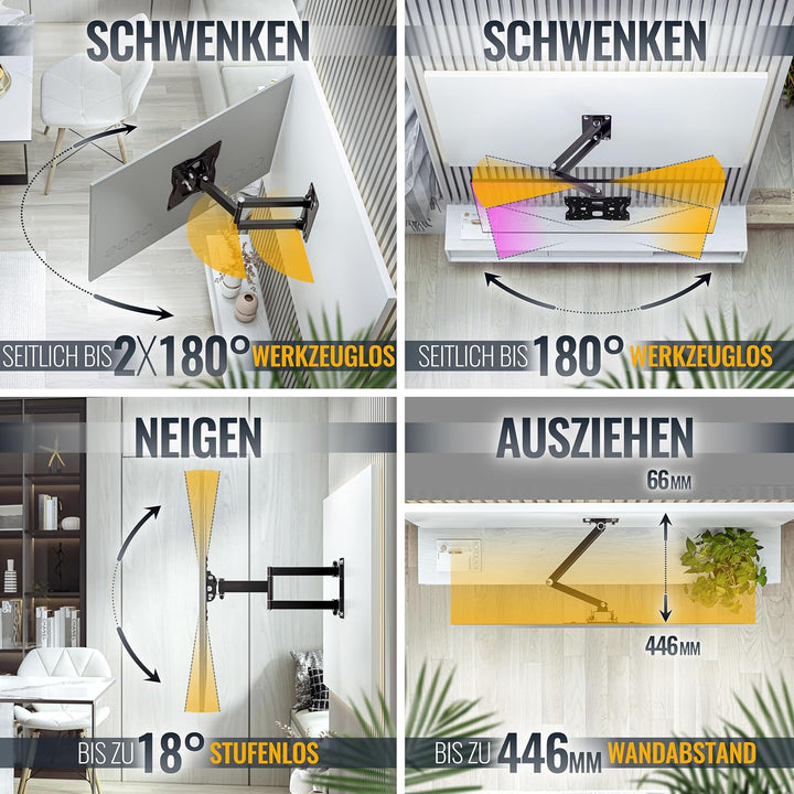RICOO TV Wandhalterung Fernseher Halterung S1022 für 32-55 Zoll schwenkbar neigbar Fernseherhalterun