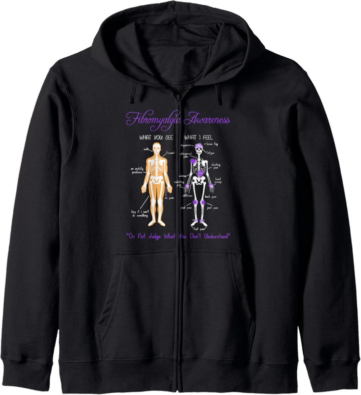 What You See What I Feel Skeleton Fibromyalgia Awareness Kapuzenjacke