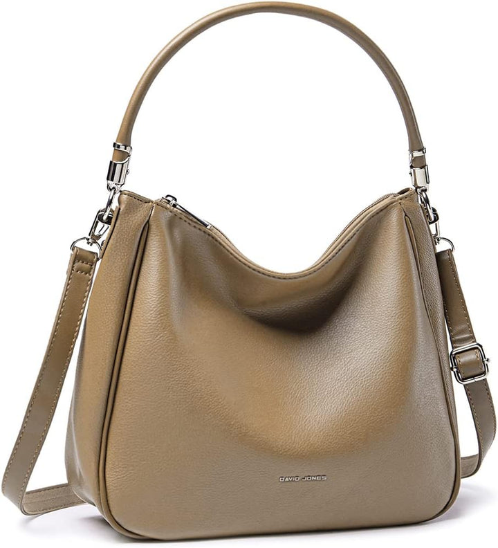 David Jones - Damen Schultertasche Hobo - Frau Umhängetasche PU Leder - Handtasche Top Griff Lange H