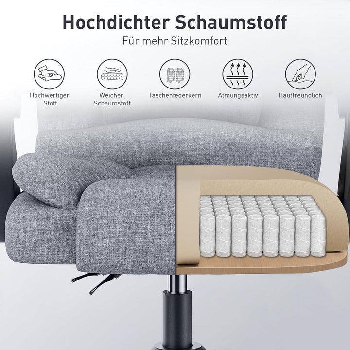 naspaluro Ergonomischer Bürostuhl, Schreibtischstuhl mit Hoher Rückenlehne und Höhenverstellbar, Che