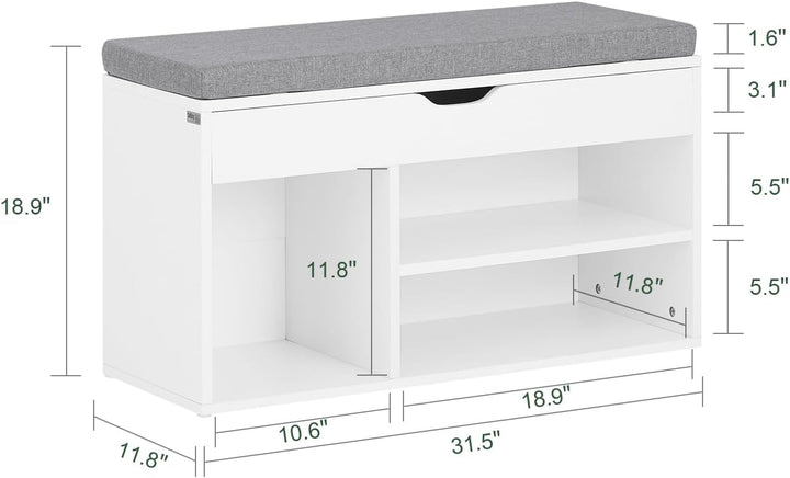 SoBuy FSR45-HG Schuhbank mit Sitzkissen Sitzbank Schuhschrank Schuhregal 3 Fächer weiss BHT ca: 80x4