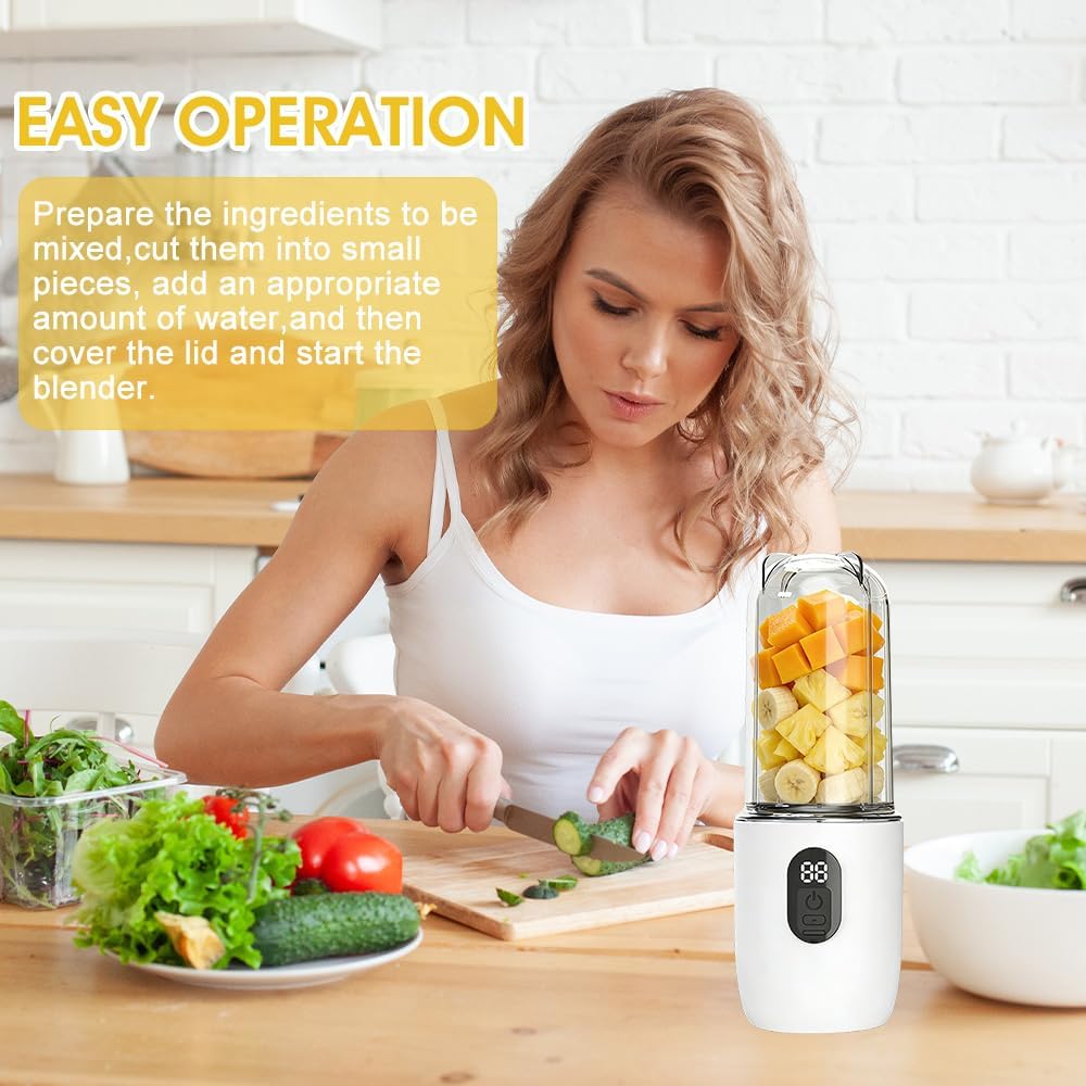 Tragbarer Mixer Smoothie Maker To Go, 500ml Smoothie Maker mit 16 Rostfreien Klingen, Digitalanzeige