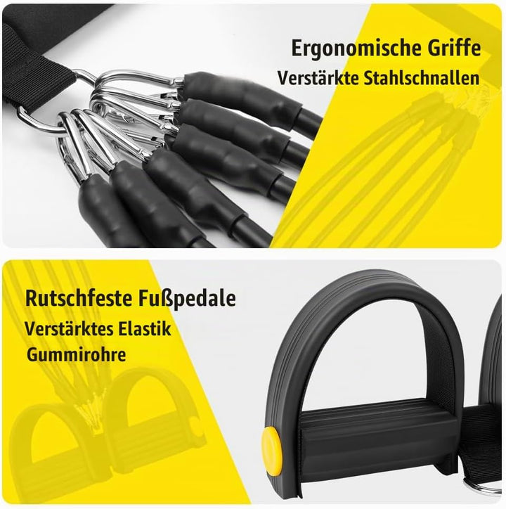 Flintronic Verstellbarer Chest Expander Fitness Widerstandsbänder mit 3 Strings o 5 Strings, Verstel