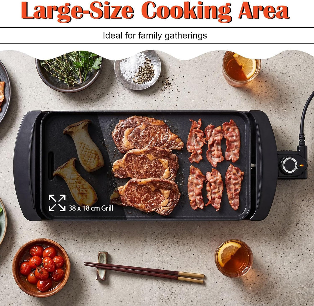 LIFEZEAL Elektrische Grillplatte, Tischgrill mit Grillfläche (50x20x8 cm), 50x20x8 cm