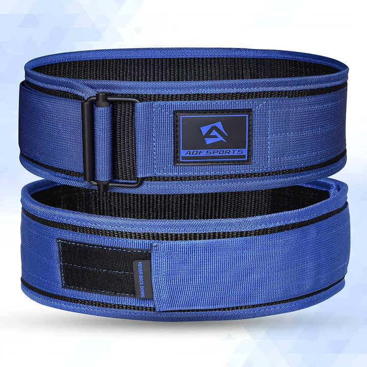 AQF Gewichthebergürtel Nylon, 4" Rückenstütze mit Autolock-Schnalle Blau S, Blau S
