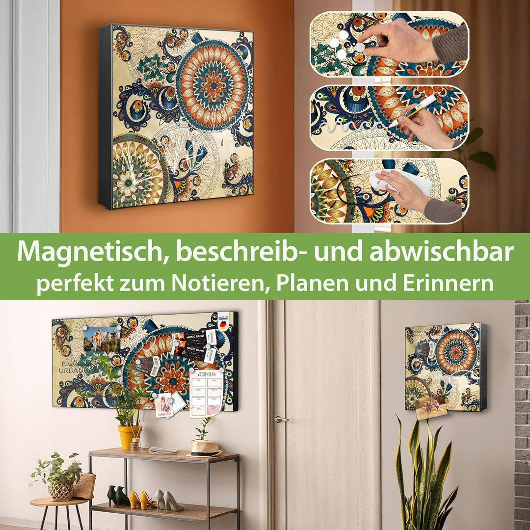 banjado Grosser Schlüsselkasten Metall - Schlüsselbox 30x30cm mit 32 Haken - Schlüsselkasten modern