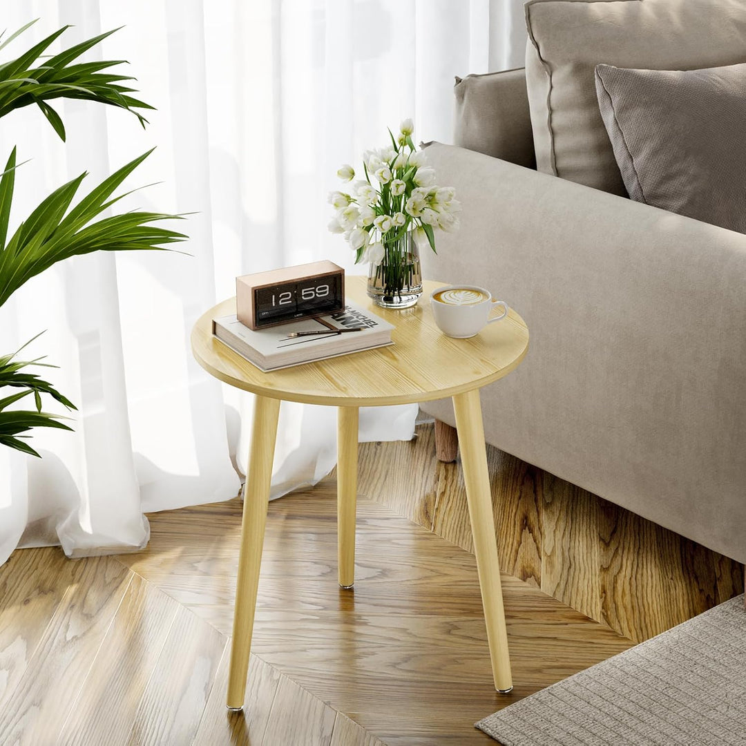 APICIZON Beistelltisch, Couchtisch rund Ø 42 cm, Höhe 51 cm, Sofatisch mit Beinen aus Massivholz, Sk