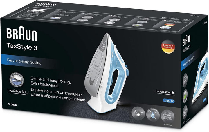 Braun TexStyle Dampfbügeleisen, Zwei-Wege-Bügelsohle, 3D SuperCeramic, 170 gr/min blau