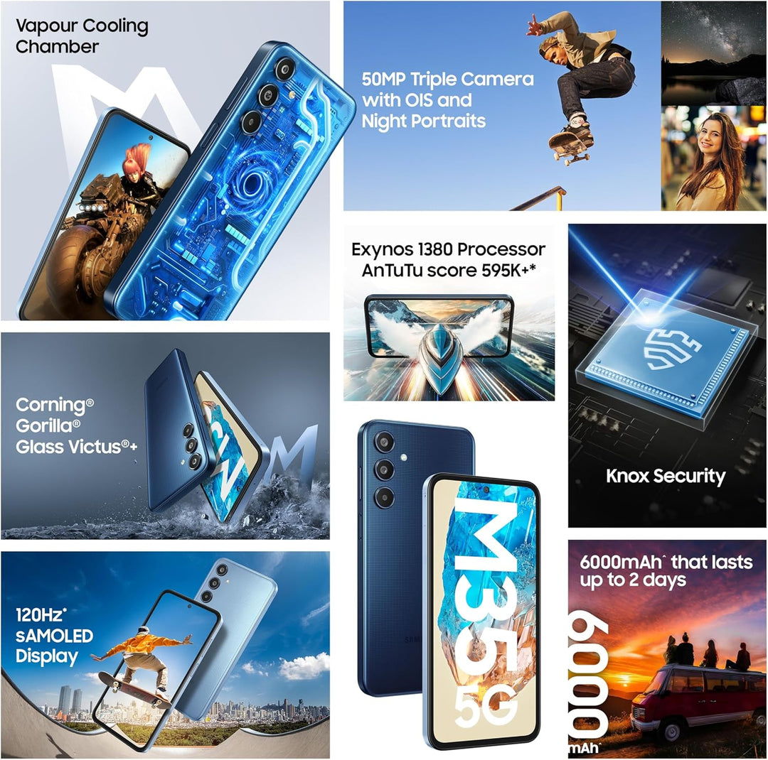 Samsung Galaxy M35 5G 6 GB/128 GB Blau (Dark Blue) Dual-SIM SM-M356B Blau 6GB + 128GB, Blau 6GB + 12