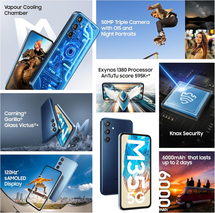 Samsung Galaxy M35 5G 6 GB/128 GB Blau (Dark Blue) Dual-SIM SM-M356B Blau 6GB + 128GB, Blau 6GB + 12