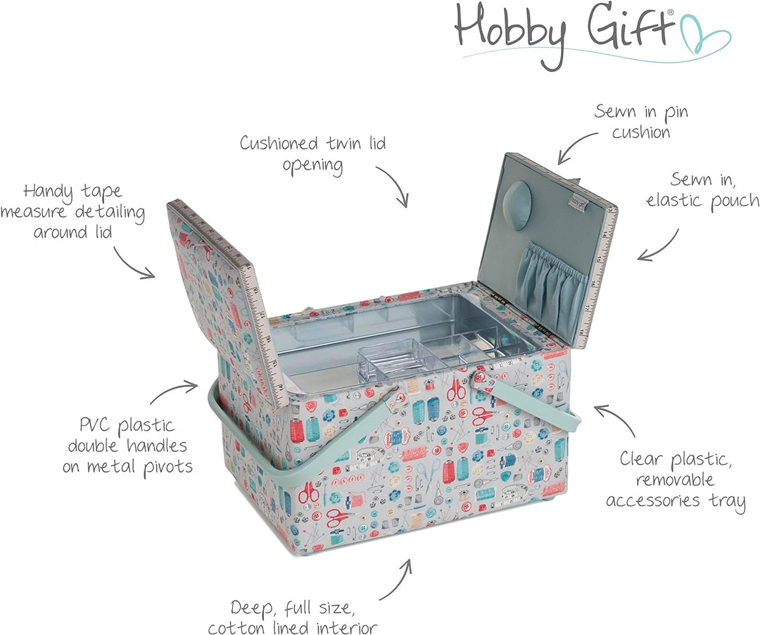 Hobby Gift Nähkästchen, gross, rechteckig, Doppeldeckel, Stich in der Zeit Stitch in Time Rechteckig
