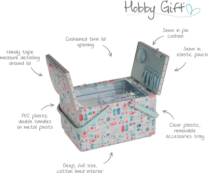 Hobby Gift Nähkästchen, gross, rechteckig, Doppeldeckel, Stich in der Zeit Stitch in Time Rechteckig