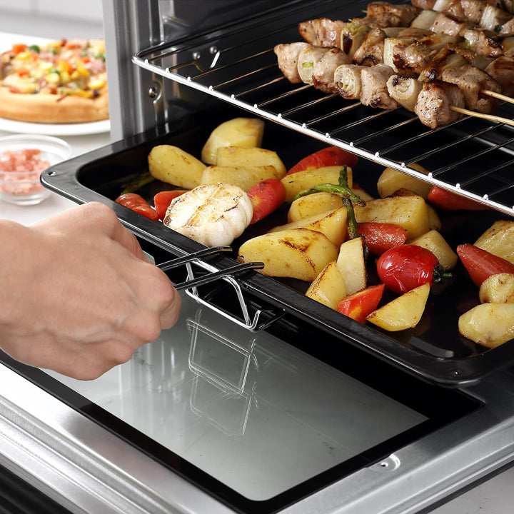 HOMCOM Minibackofen 32L 1600W Elektrischer Mini Ofen mit Schlackenauffangwanne Metall Edelstahl Glas