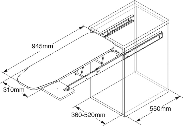 Emuca - Bügelbrett Bügeltucheinsatz Iron, Bügelbrettbezug, 950x300mm, Aus Baumwolle mit gestreiftem