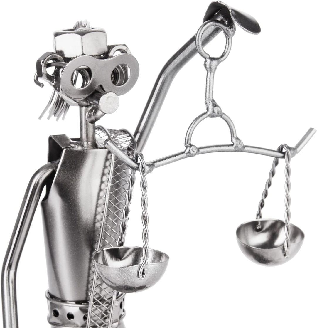 BRUBAKER Schraubenmännchen Justitia mit Schlange und Waage - Jura Eisenfigur Metallmännchen - Handar