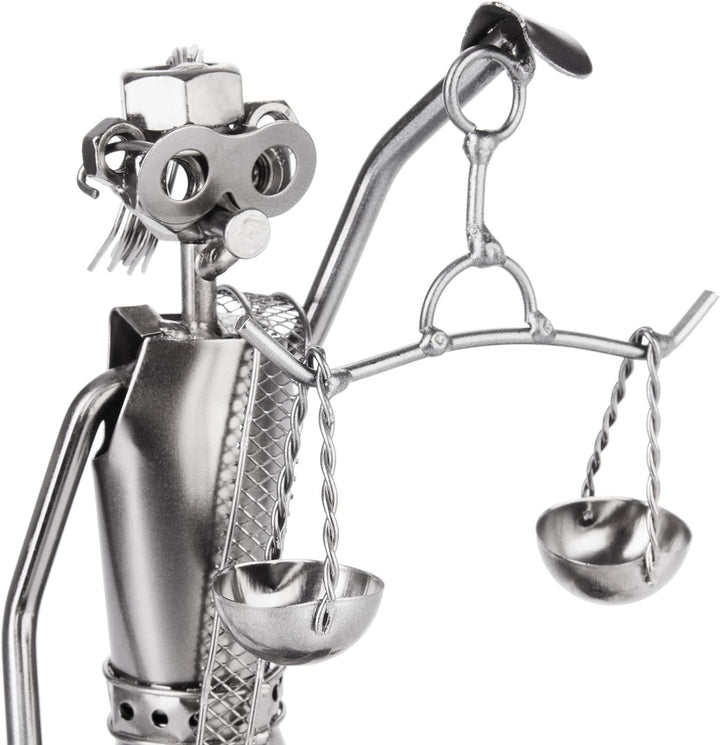 BRUBAKER Schraubenmännchen Justitia mit Schlange und Waage - Jura Eisenfigur Metallmännchen - Handar