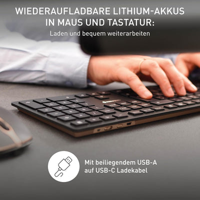 CHERRY DW 9100 SLIM, Kabelloses Tastatur- und Maus-Set, Deutsches Layout (QWERTZ), Bluetooth & 2,4 G