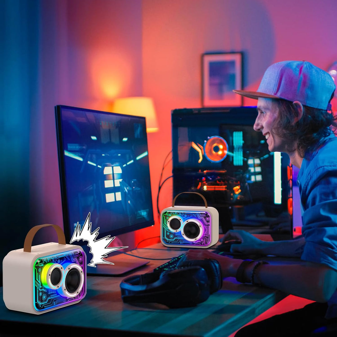 JYX Karaoke-Maschine mit 2 Mikrofonen für Kinder & Erwachsene, LED-Lichtern und magischem Sound, tra