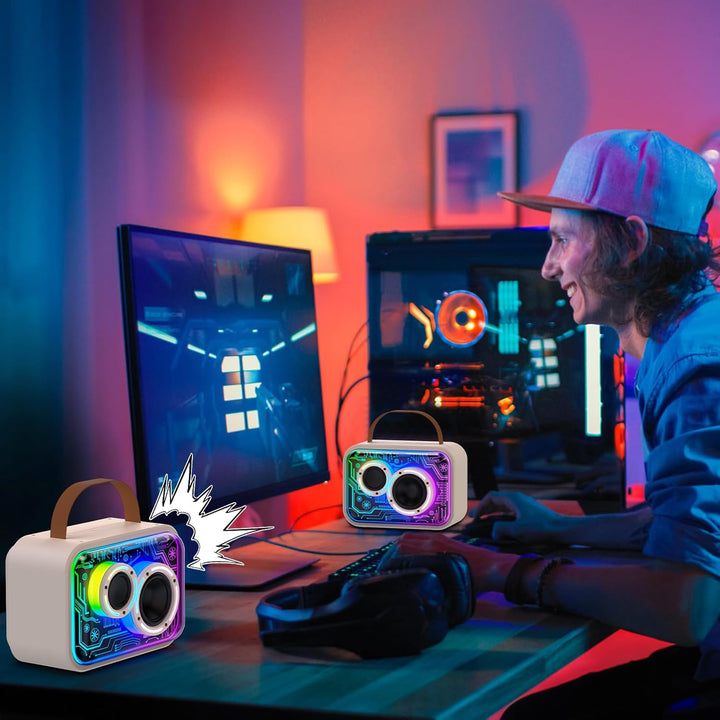 JYX Karaoke-Maschine mit 2 Mikrofonen für Kinder & Erwachsene, LED-Lichtern und magischem Sound, tra