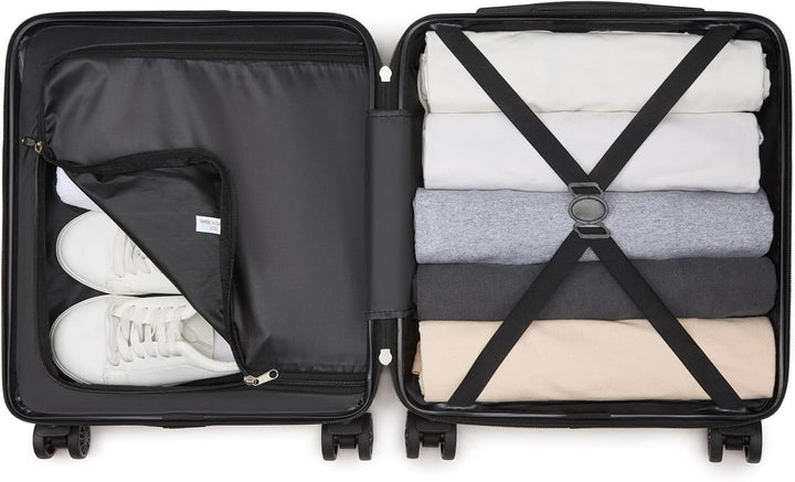 KONO Koffer Klein 16 Zoll Leicht ABS+PC Hartschalenkoffer mit Zahlenschloss Reisekoffer mit 4 Rollen