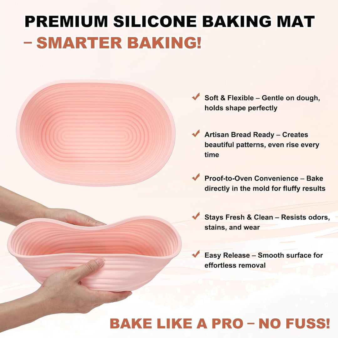 QUARKZMAN Gärkörbchen für Brot – 2er Set Brot Backen Zubehör aus Silikon, Antihaft-Beschichtung &amp; ba
