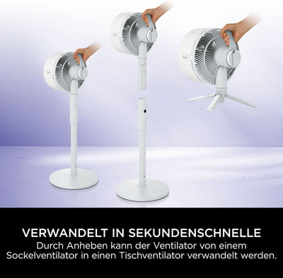 Shark FlexBreeze Ventilator Leise, Hybrid Ventilator Kabelgebunden & Kabellos, Tragbar, für Innen- u