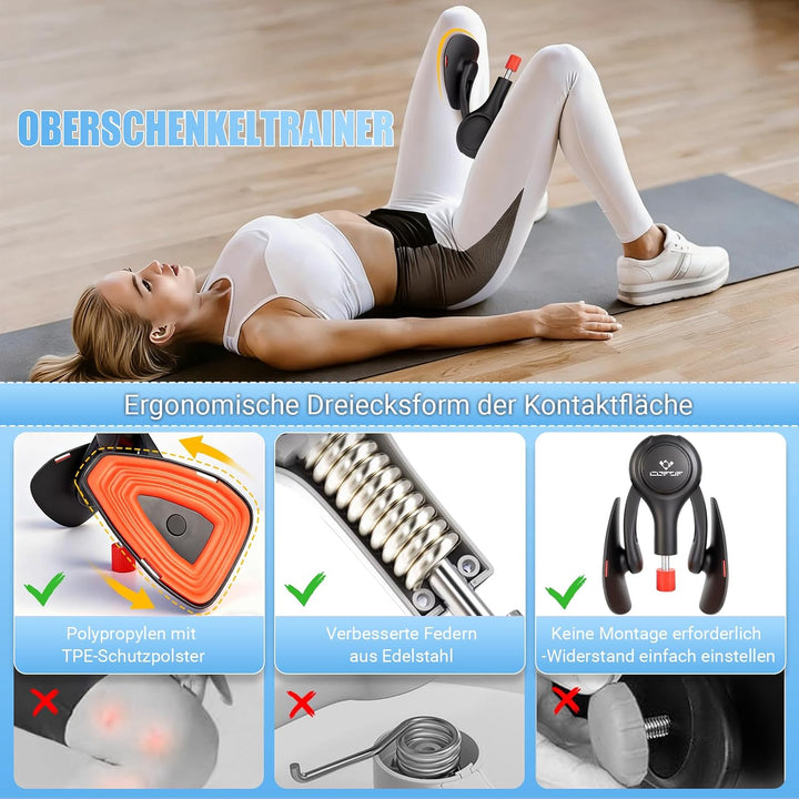Oberschenkeltrainer, 15-70 lbs Beckenbodentrainer für Frau, Multifunktionaler Gesässtrainer, Po Trai